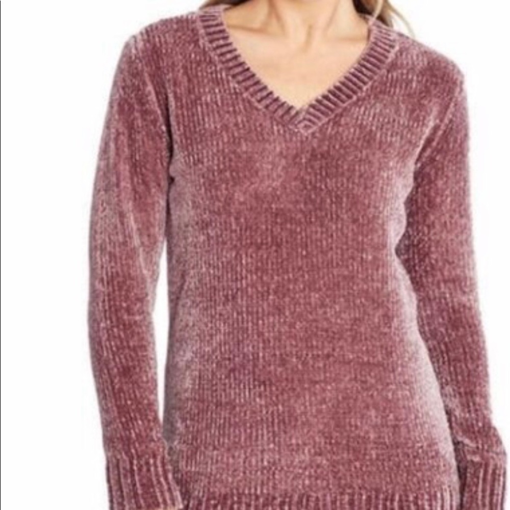 Orvis Dusty Rose V-Neck Chenille Sweater